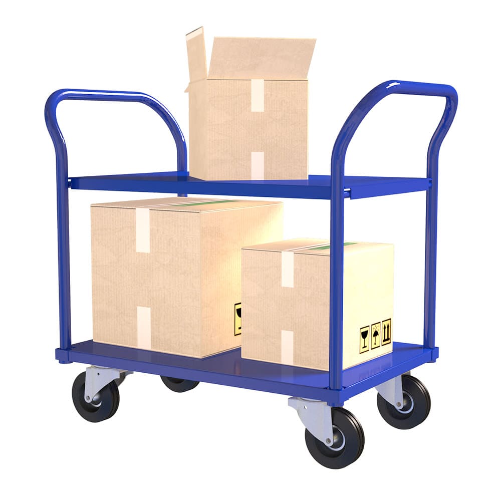 Plošinový manipulačný vozík s 2 policami PT 900 2/2